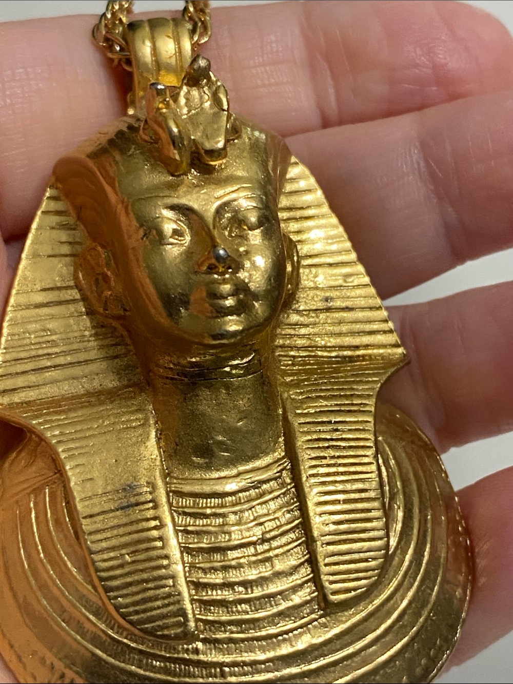 VTG Gold Egyptian Pharaoh Pendant Necklace - Picture 5 of 10